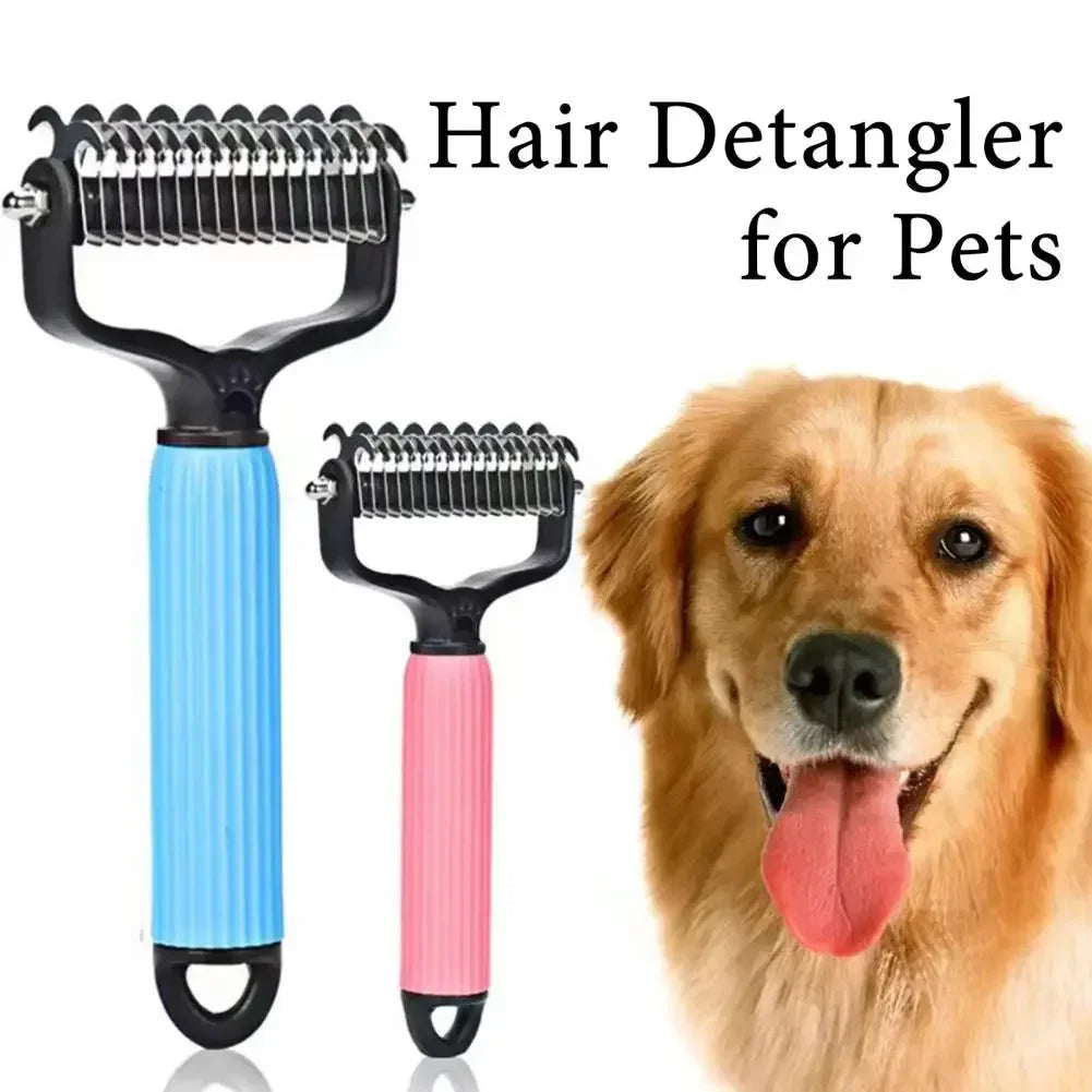 Pet Detangling Comb Handheld Dogs Cats Undercoat Rake Double-Sided Stainless Steel Teeth Deshedding Grooming Brush for Shedding