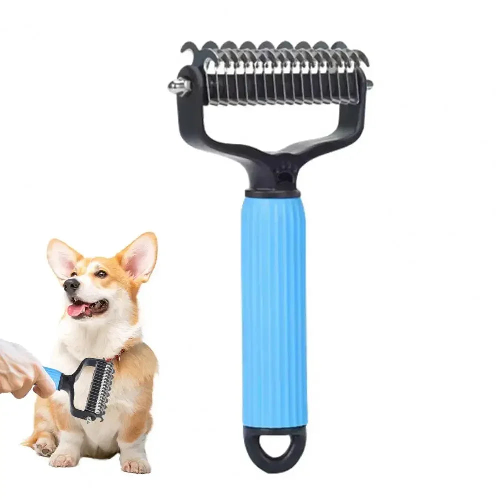 Pet Detangling Comb Handheld Dogs Cats Undercoat Rake Double-Sided Stainless Steel Teeth Deshedding Grooming Brush for Shedding