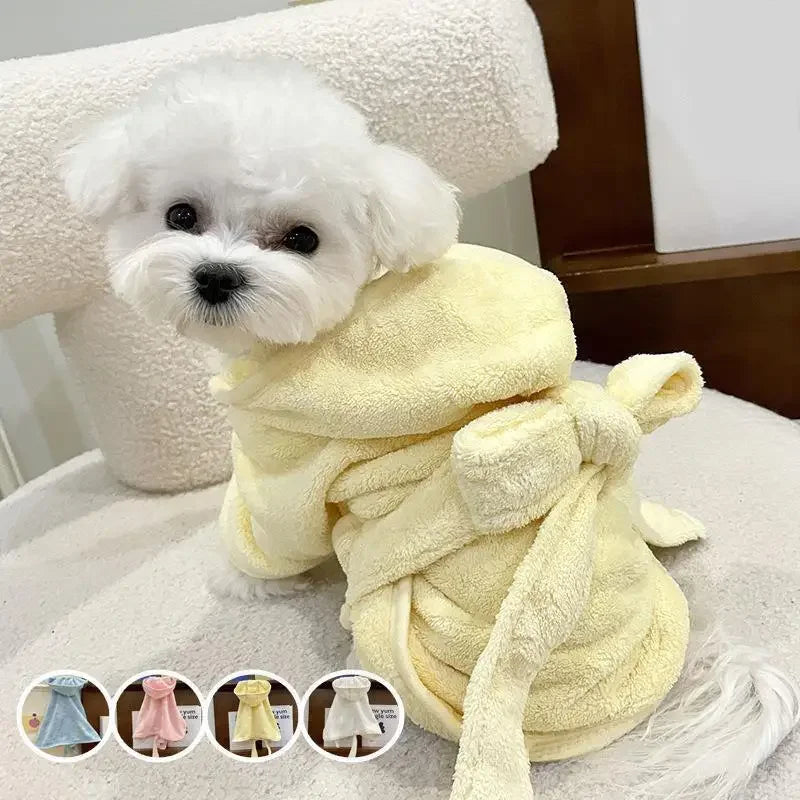 Dog Hooded Bath Towel Quick Drying Super Absorbent Pajamas Pet Cat Bath Robe Cute Dog Clothes Cloak For Puppy Small Dogs Cats